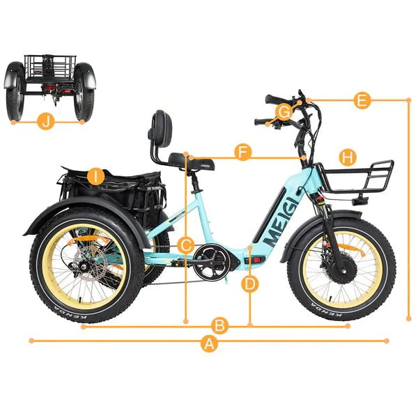 DWMEIGI MG2301-SILVERADO-HD Fat Tire Electric Trike 48V 750W 14Ah, up to 55 Mile Range - 100% Financing Available! - Image 11