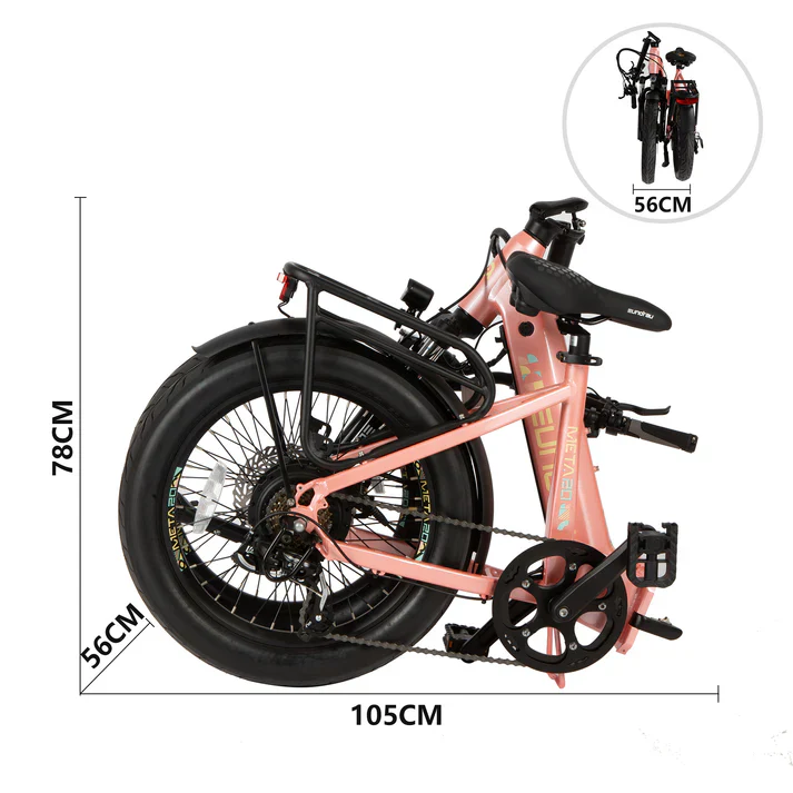 Eunorau META20 1.0 Fat Tire Step-Thru Folding Electric Bike 48V/500W hub motor, range up to 100 miles optional second battery - 100% Financing Available! - Image 2