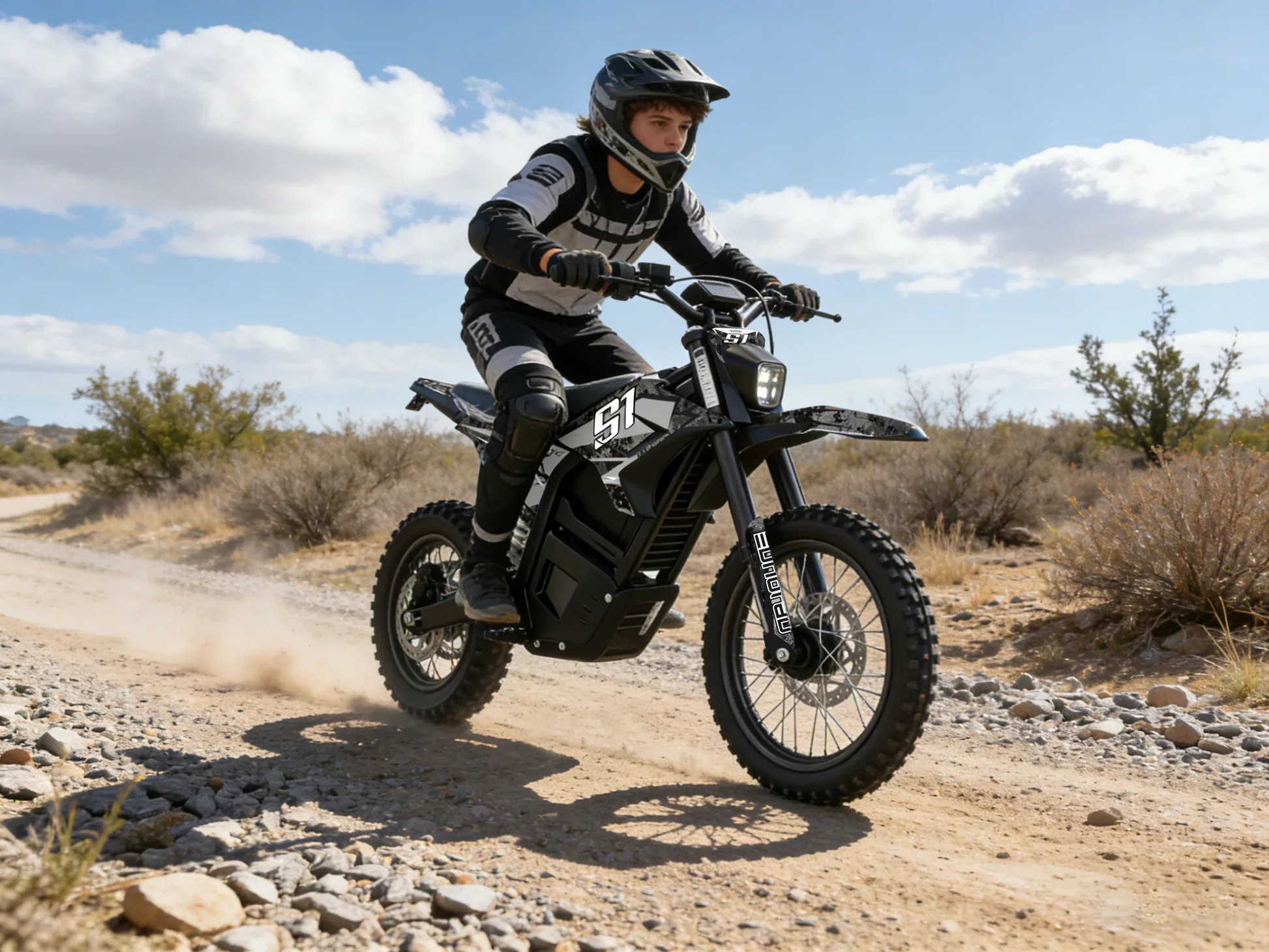 Eunorau S1 Kids Electric Dirt Bike - 60V, 30Ah, 4800W Peak Mid-Drive Motor, Range up to 24 Miles, Max Speed 43MPH - 100% Financing Available! - Image 3