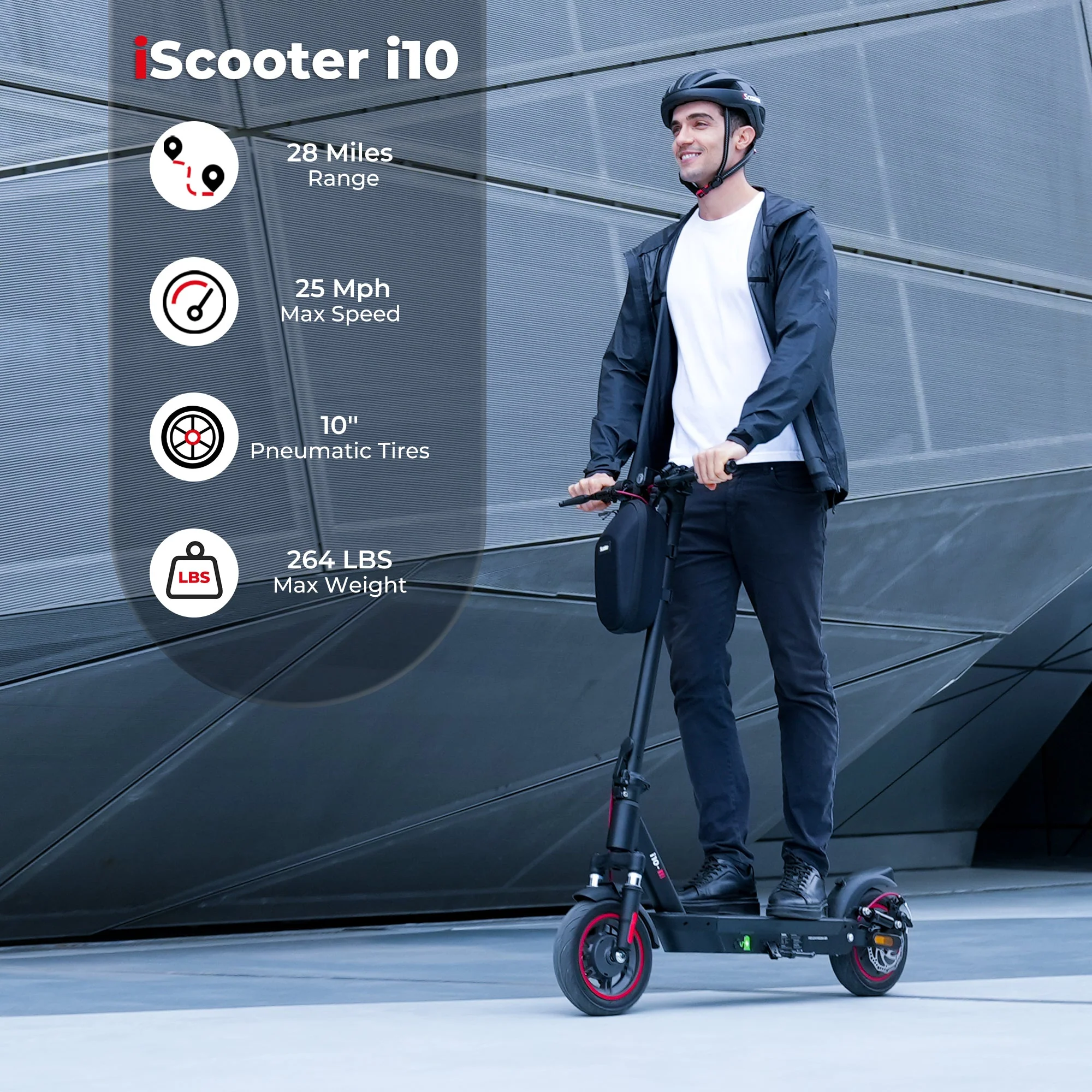 iScooter i10 City Commuter Electric Scooter - 42V, 650W 15Ah,  25 MPH Max Speed, 28-Mile Range, Max Load 264 lbs - 100% Financing Available! - Image 11