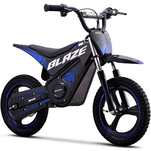 MotoTec 36V 350W (500W peak) Blaze Electric Dirt Bike, 5.2Ah, front and rear suspension, variable full twist throttle - 100% Financing Available!