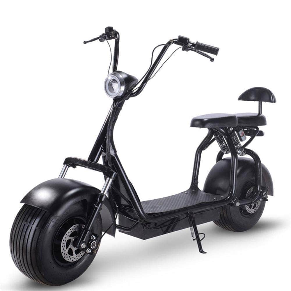 MotoTec Knockout 60v 1000w Fat Tire Electric Scooter - rear hub motor, 2 seater with backrest - Image 8